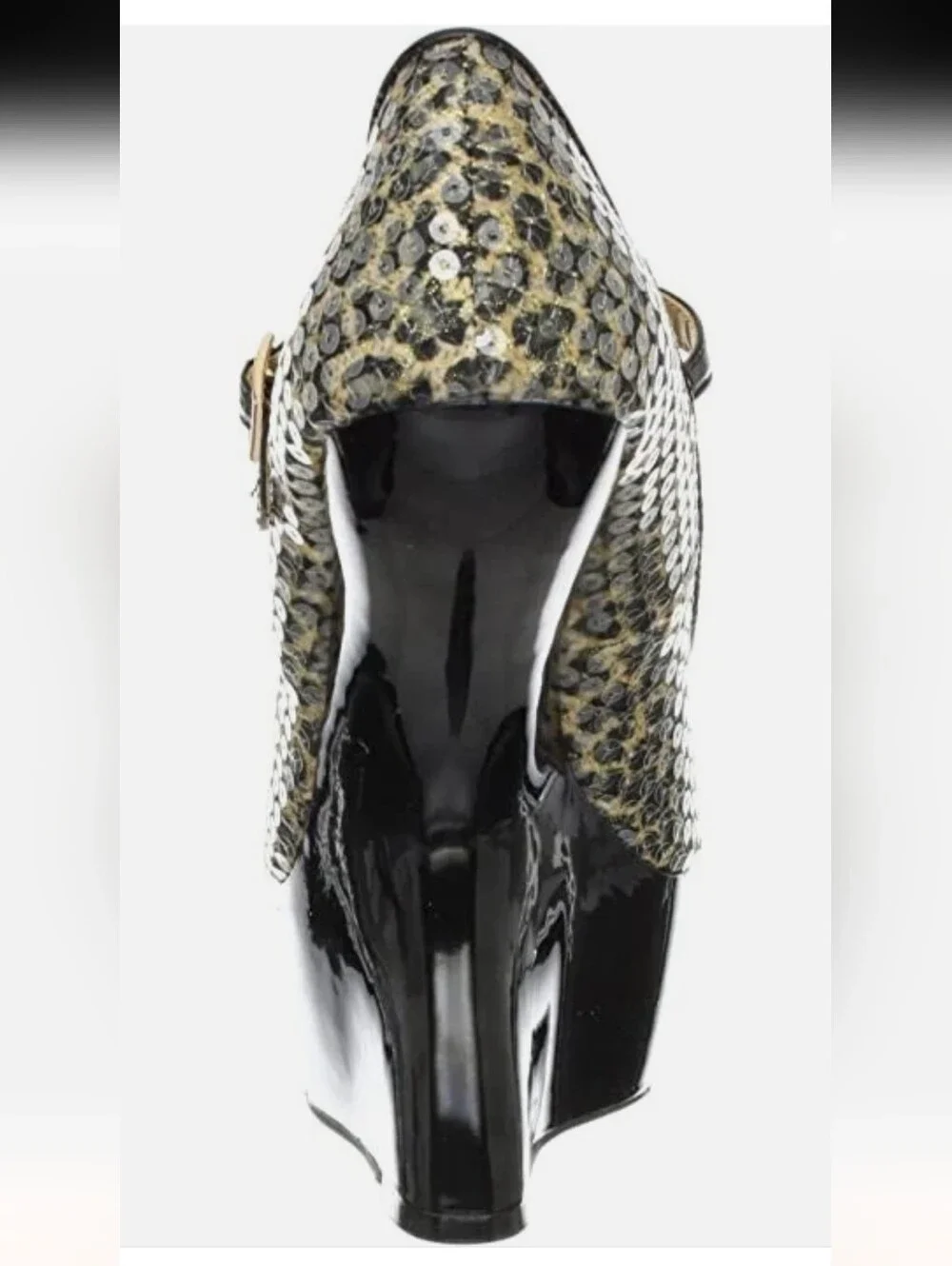 New w/Box Chinese Laundry China Doll Sequin Peep-Toe Sculpted Platform Wedges